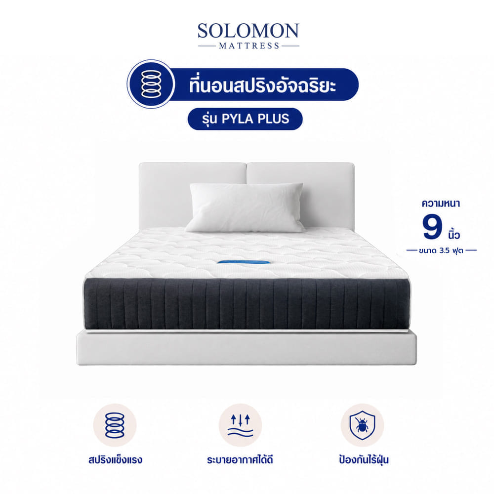 ที่นอน 3.5 ฟุต SOLOMON รุ่น PYLA PLUS หนา 9 นิ้ว 